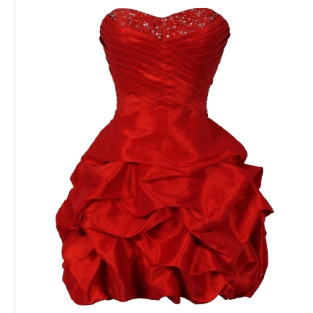 Cinderella Divine Strapless Red Taffeta Cocktail Dress